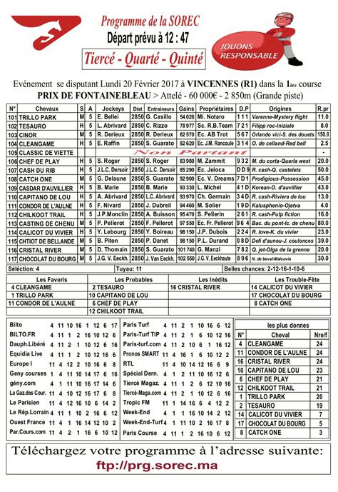 programme sorec|Programme Des Partants .